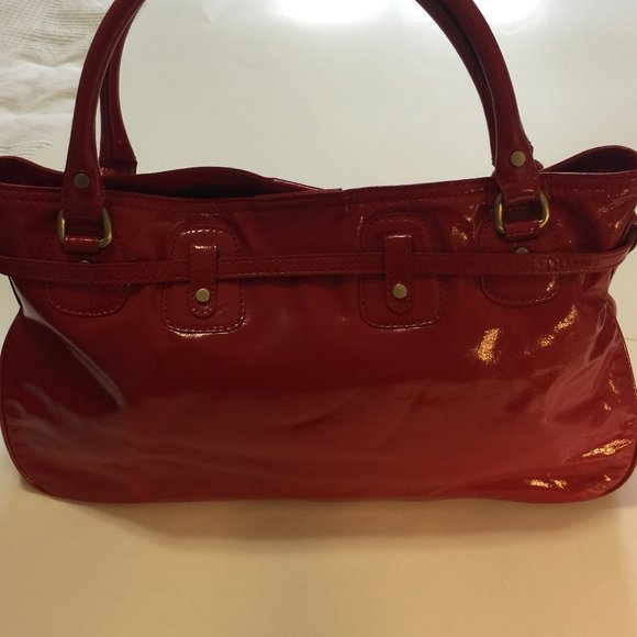 MICHAEL KORS PATENT LEATHER RED SATCHEL - Picture 3 of 6